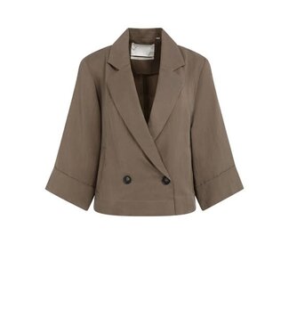 YAYA Woven loose fit blazer jacket with kimono sleeve - WASHED BROWN