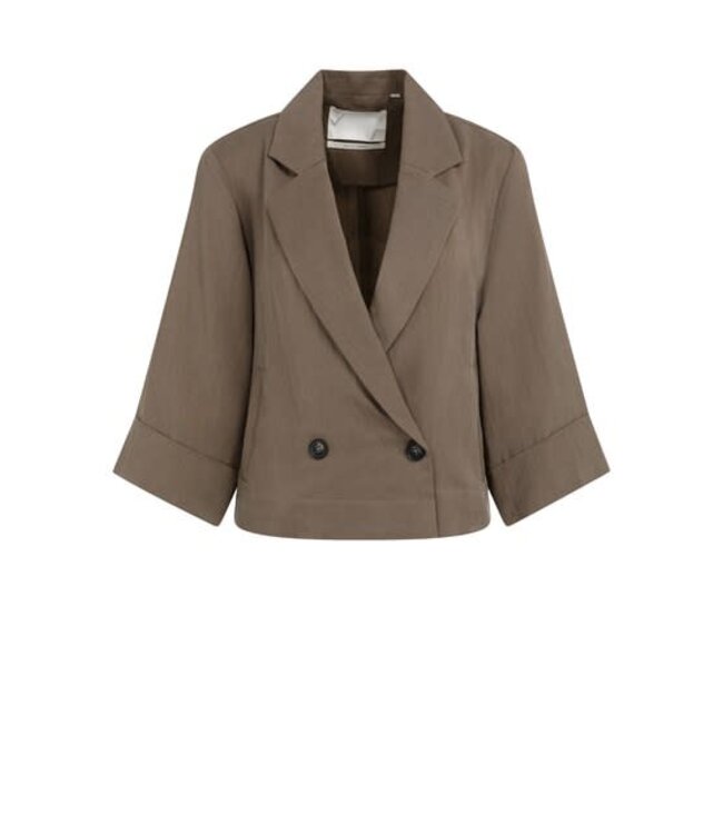 YAYA Woven loose fit blazer jacket with kimono sleeve - WASHED BROWN