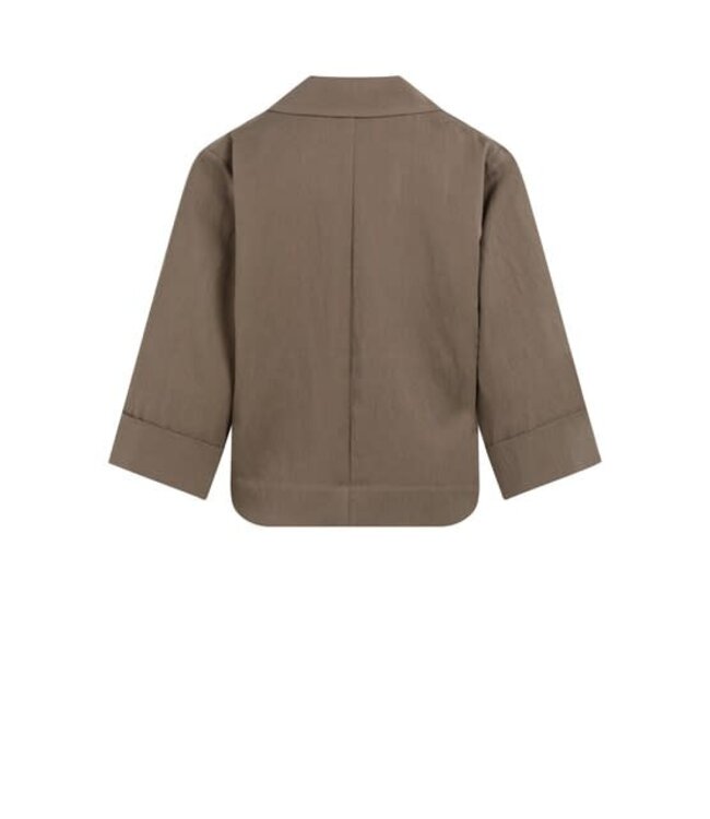 YAYA Woven loose fit blazer jacket with kimono sleeve - WASHED BROWN