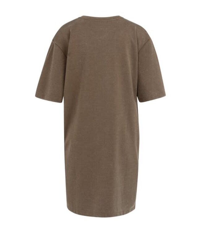 YAYA Jersey v-neck dress with washed outlook - WASHED BROWN