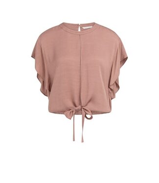 YAYA Flowy knotted top with elastic - BURLWOOD PINK