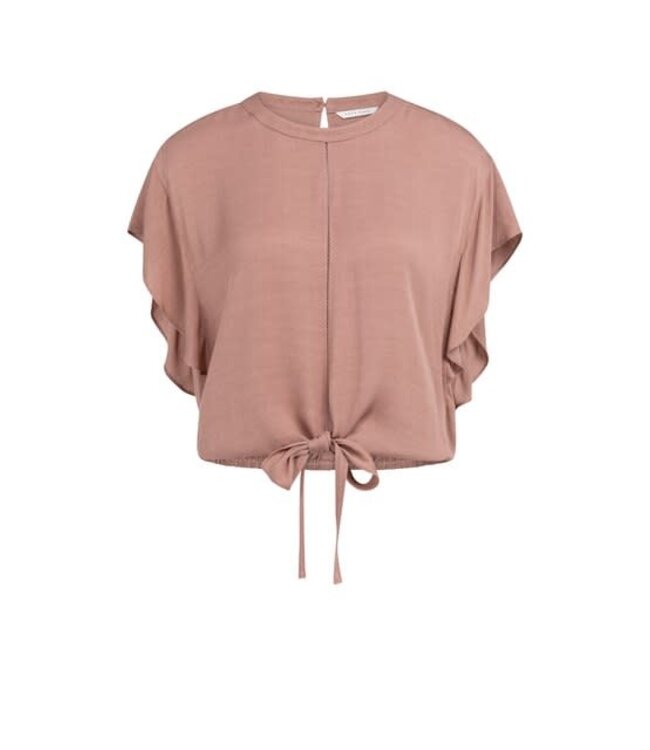 YAYA Flowy knotted top with elastic - BURLWOOD PINK
