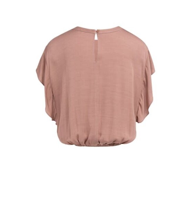 YAYA Flowy knotted top with elastic - BURLWOOD PINK