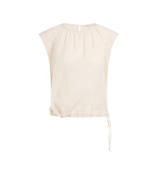 YAYA Sleeveless top with tube collar and drawstring - CLOUD CREME WHITE