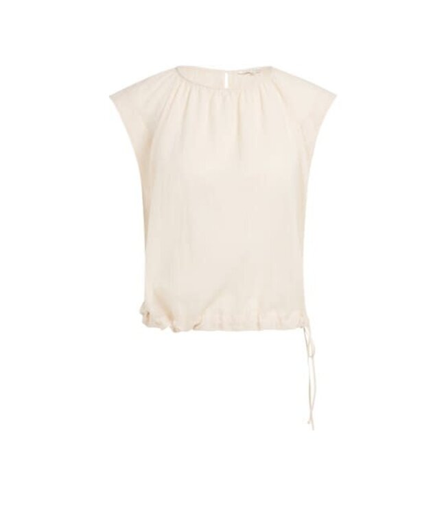 YAYA Sleeveless top with tube collar and drawstring - CLOUD CREME WHITE
