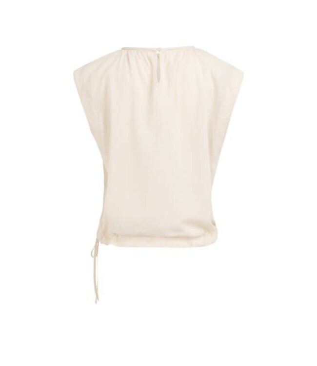 YAYA Sleeveless top with tube collar and drawstring - CLOUD CREME WHITE