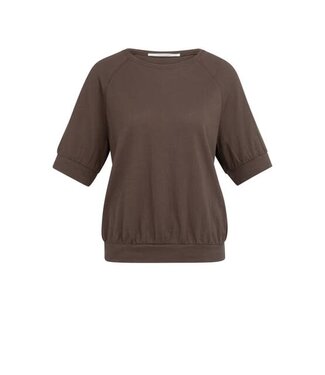 YAYA Jersey top with knitted outlook - CHOCOLATE MARTINI BROWN