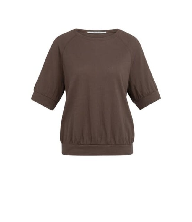 YAYA Jersey top with knitted outlook - CHOCOLATE MARTINI BROWN