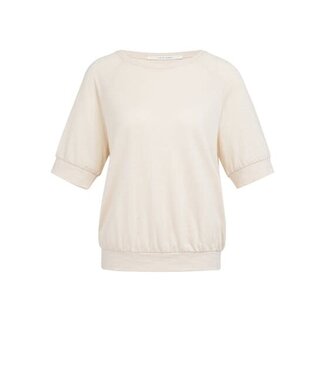 YAYA Jersey top with knitted outlook - CLOUD CREME WHITE