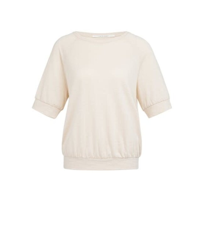 YAYA Jersey top with knitted outlook - CLOUD CREME WHITE