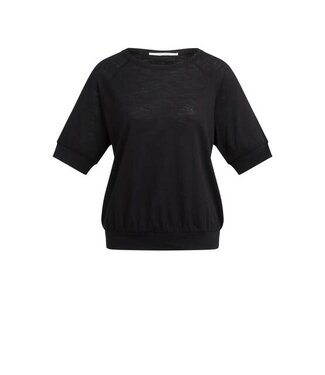 YAYA Jersey top with knitted outlook - BLACK