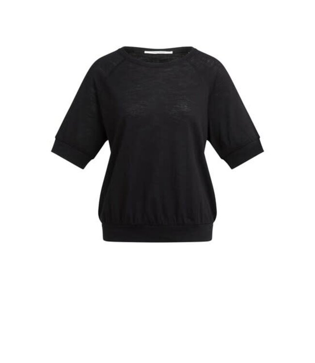 YAYA Jersey top with knitted outlook - BLACK