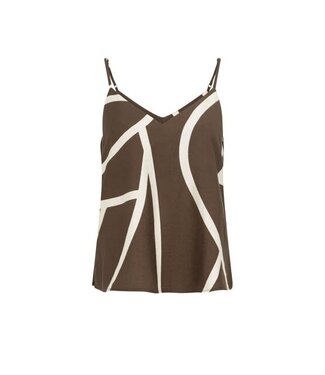 YAYA Printed v-neck singlet - CHOCOLATE MARTINI BROWN DESSIN