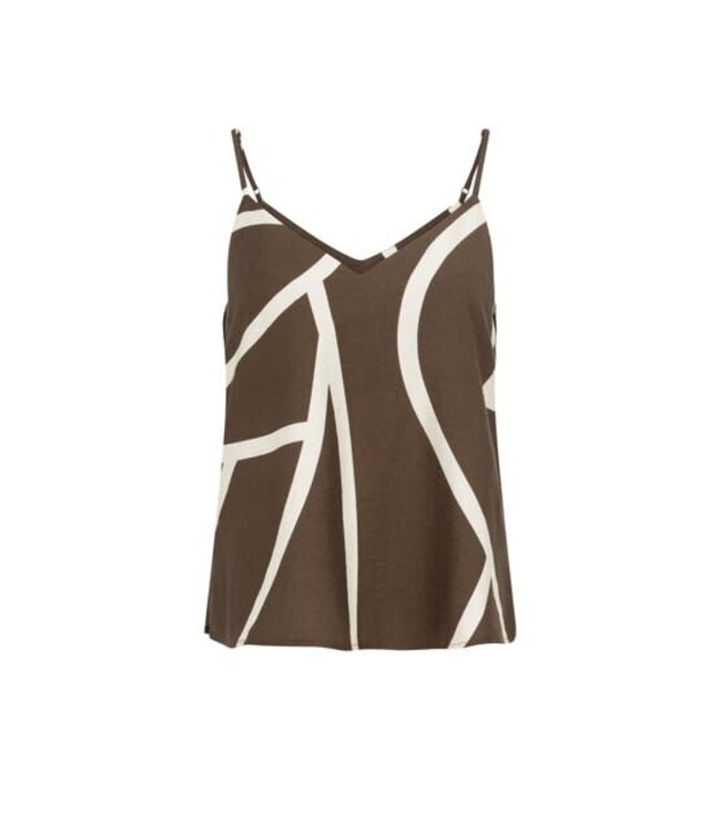 YAYA Printed v-neck singlet - CHOCOLATE MARTINI BROWN DESSIN