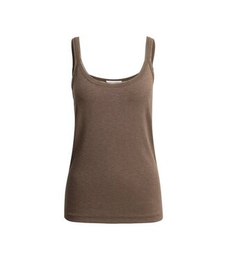 YAYA Singlet with mesh edge - WASHED BROWN