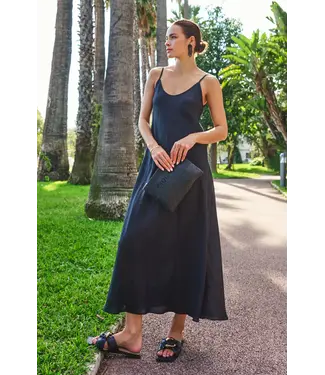 Esqualo Dress singlet long linen - Black