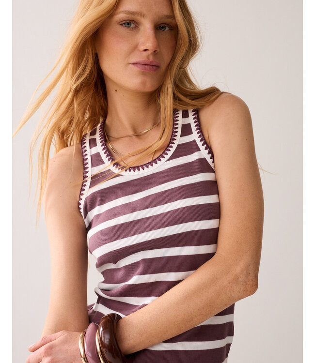 Summum Woman Top Stripe feston stitch