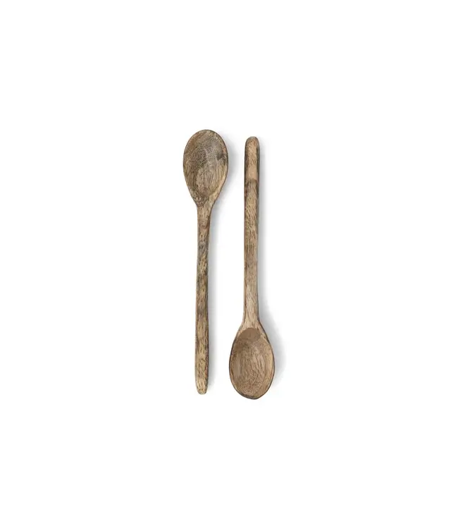YAYA Set of mango wood spoons - BROWN