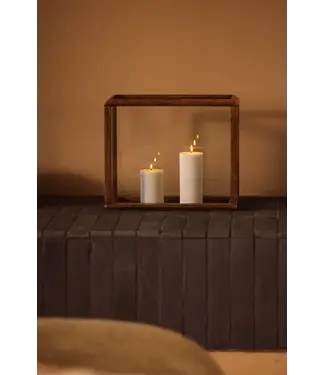 YAYA Rectangular mango wood lantern - BROWN