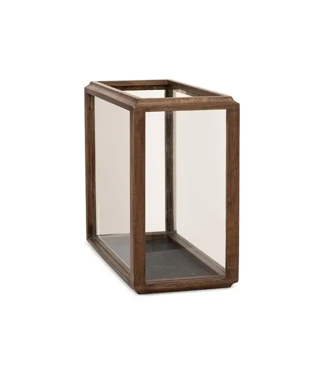 YAYA Rectangular mango wood lantern - BROWN