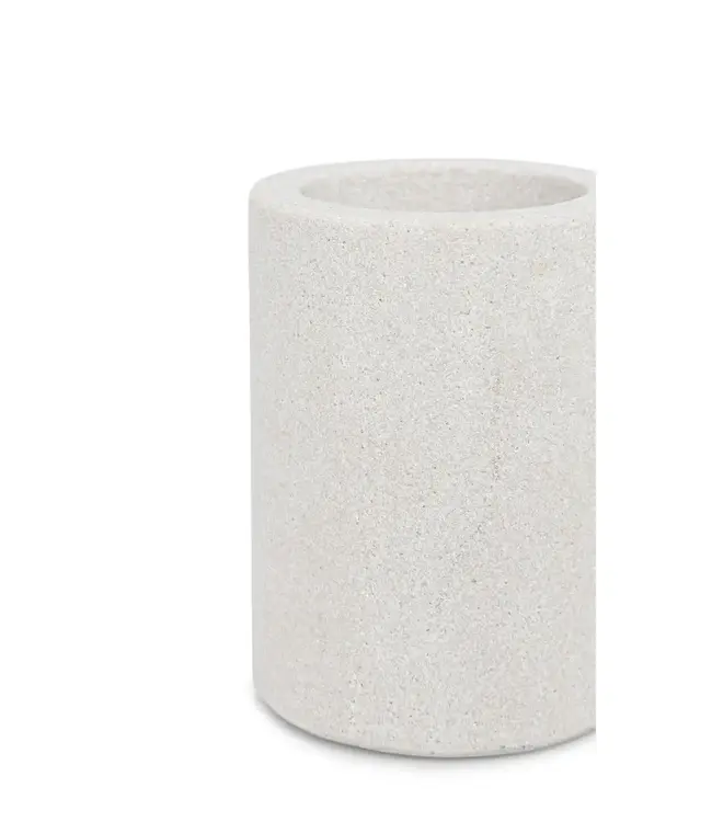 YAYA Cylindrical sandstone candle holder - 8x6 cm - NATURAL