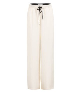 YAYA Woven wide leg trousers with contrast flatlock detail - L32 - CLOUD CREME WHITE