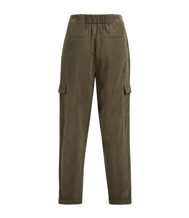 YAYA Woven staight leg cargo trousers with pleaths - ARMY GREEN