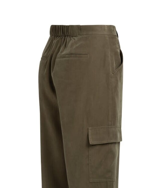 YAYA Woven staight leg cargo trousers with pleaths - ARMY GREEN
