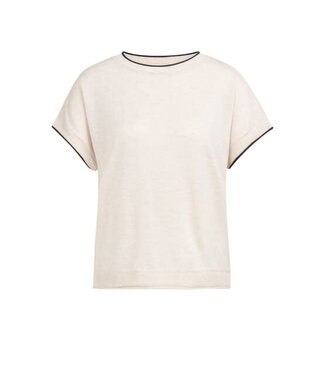 YAYA Knitted sweater with rolled edges - CLOUD CREME WHITE MELANGE
