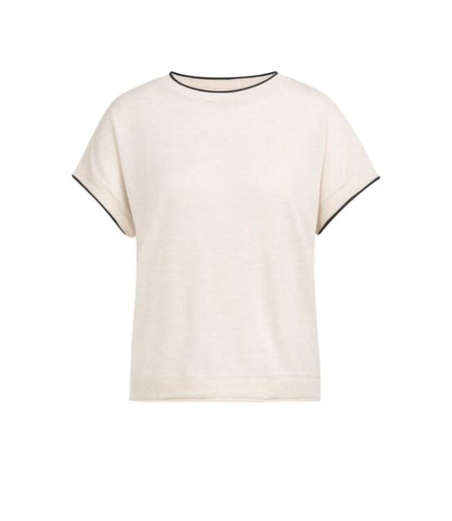 YAYA Knitted sweater with rolled edges - CLOUD CREME WHITE MELANGE