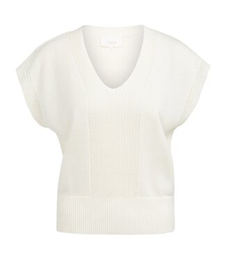 YAYA Textured sweater with V-neck - MILK BEIGE MELANGE