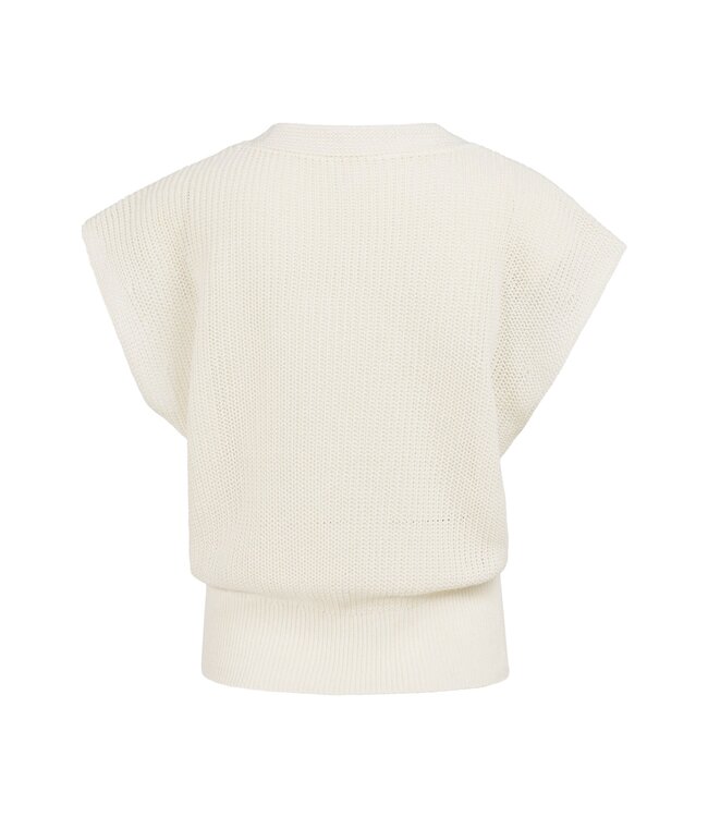 YAYA Textured sweater with V-neck - MILK BEIGE MELANGE