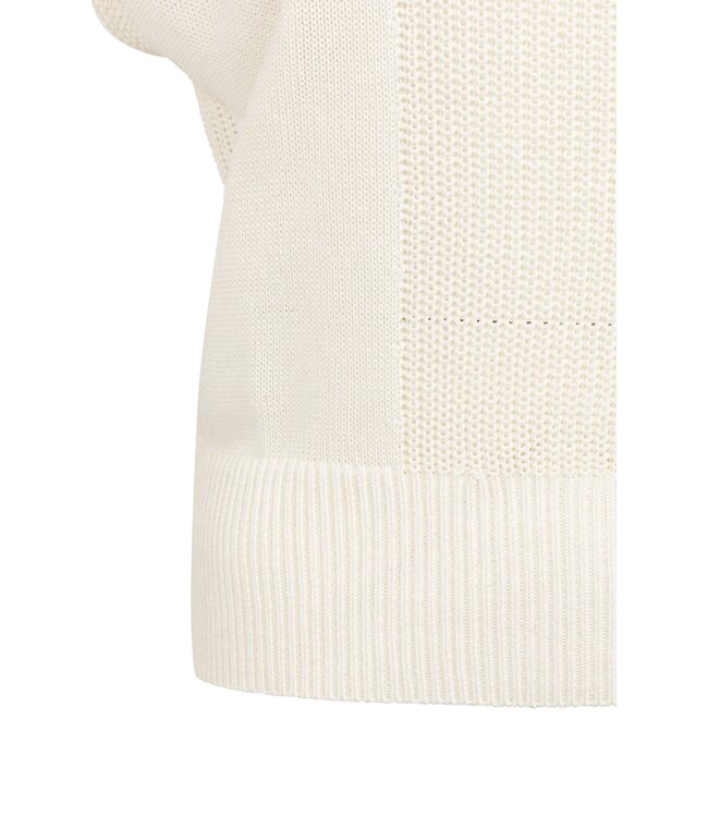 YAYA Textured sweater with V-neck - MILK BEIGE MELANGE