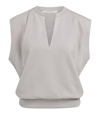 YAYA Sleeveless V-neck sweater with relaxed fit - ALABASTER GRAY