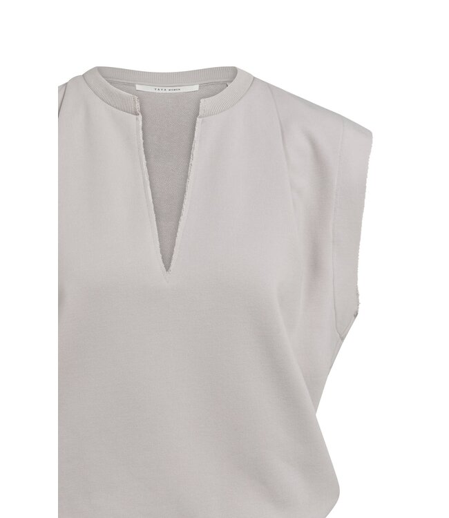 YAYA Sleeveless V-neck sweater with relaxed fit - ALABASTER GRAY