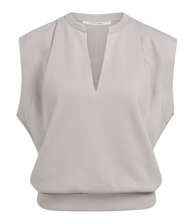 YAYA Sleeveless V-neck sweater with relaxed fit - ALABASTER GRAY