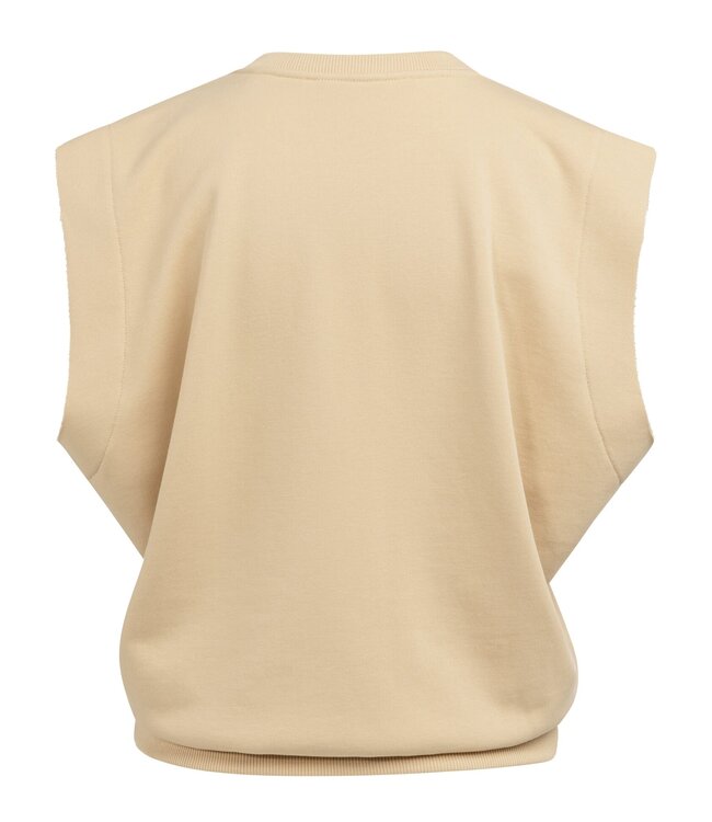 YAYA Sleeveless V-neck sweater with relaxed fit - SEMOLINA BROWN