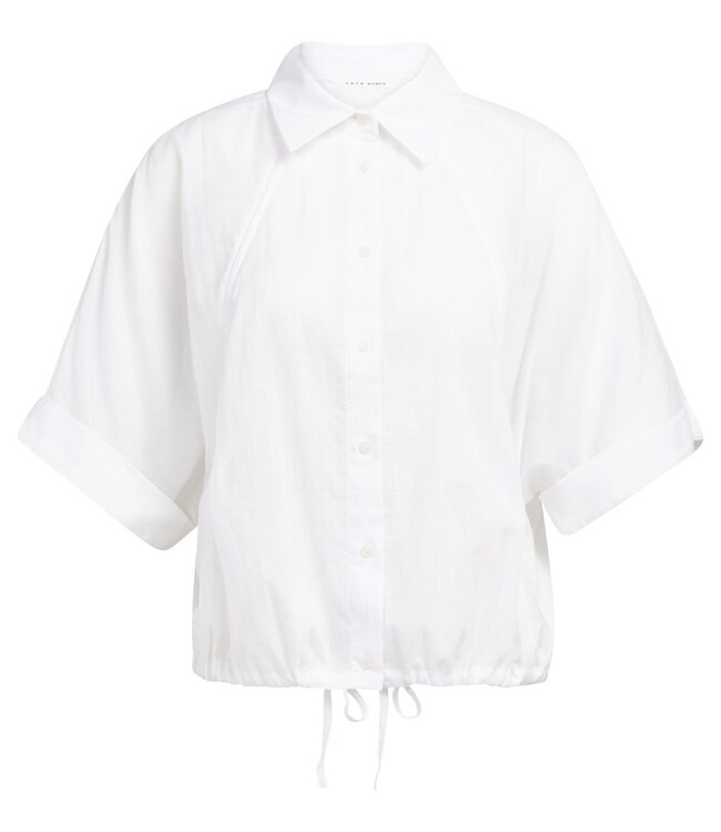 YAYA Blouse with wide sleeves and braided details - PURE WHITE