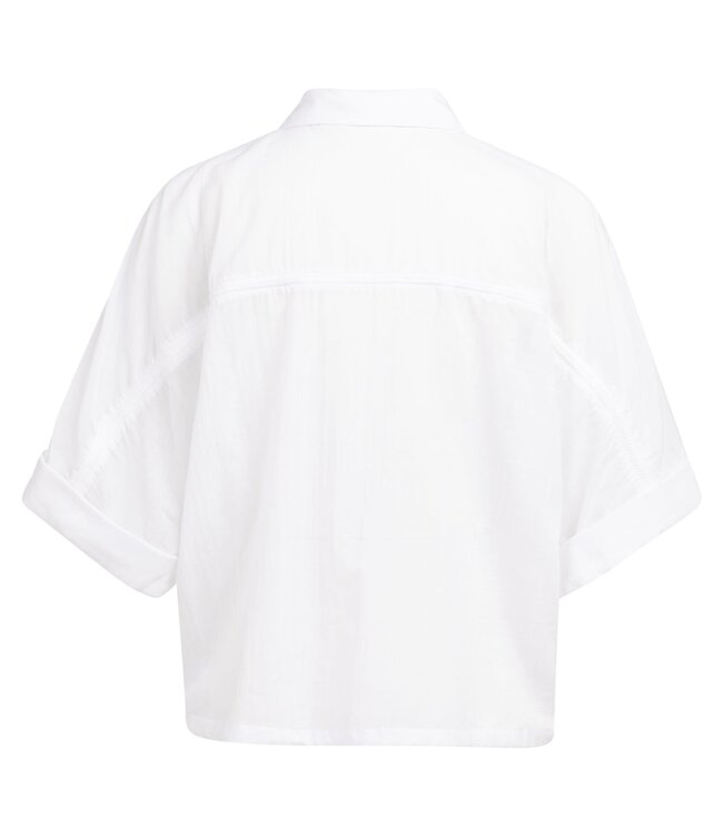 YAYA Blouse with wide sleeves and braided details - PURE WHITE