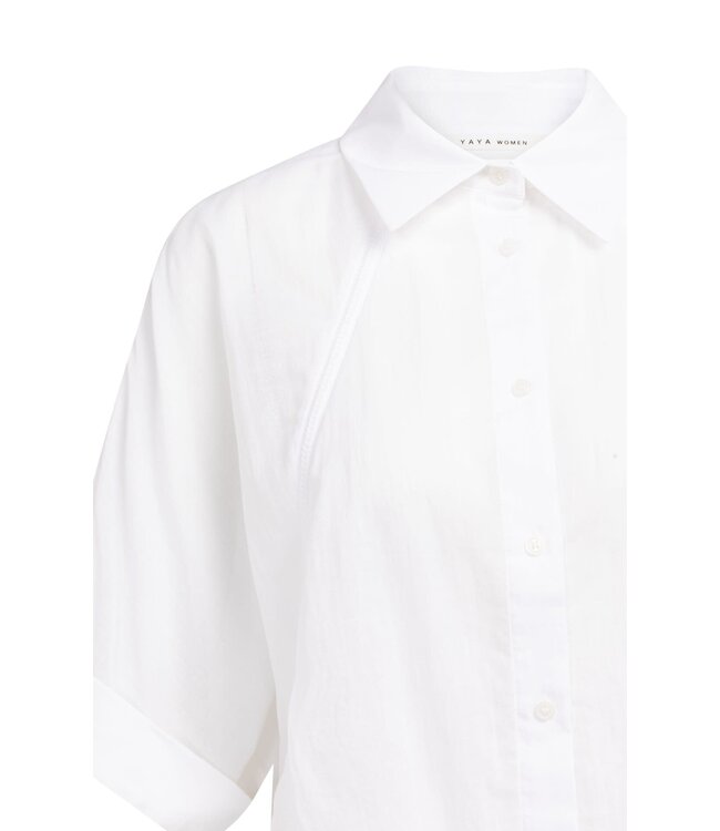YAYA Blouse with wide sleeves and braided details - PURE WHITE