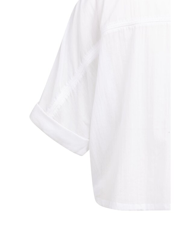 YAYA Blouse with wide sleeves and braided details - PURE WHITE