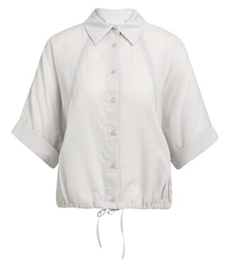 YAYA Blouse with wide sleeves and braided details - ALABASTER GRAY