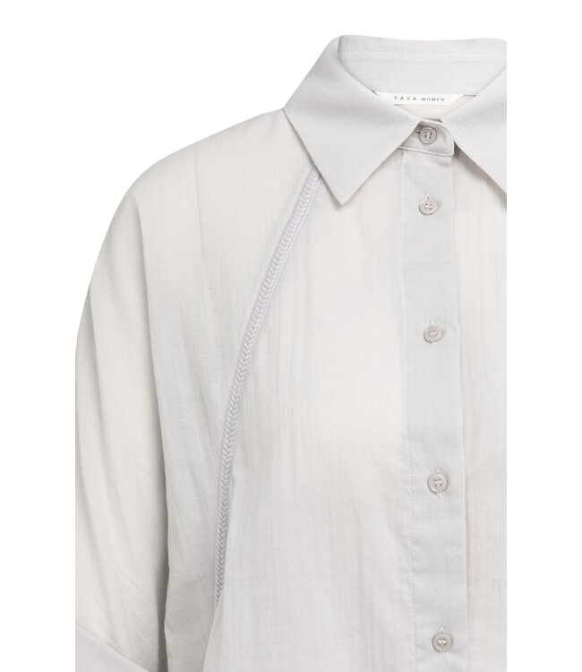 YAYA Blouse with wide sleeves and braided details - ALABASTER GRAY