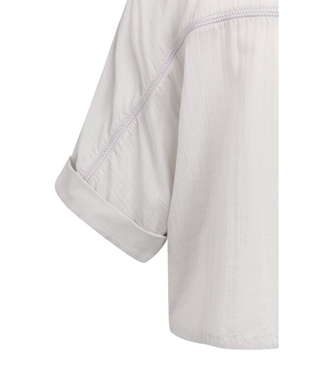 YAYA Blouse with wide sleeves and braided details - ALABASTER GRAY
