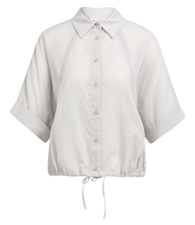 YAYA Blouse with wide sleeves and braided details - ALABASTER GRAY