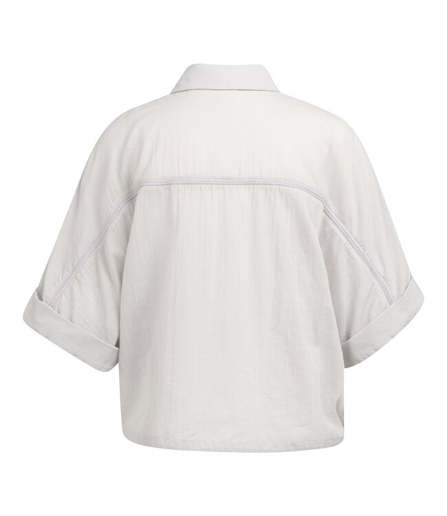 YAYA Blouse with wide sleeves and braided details - ALABASTER GRAY