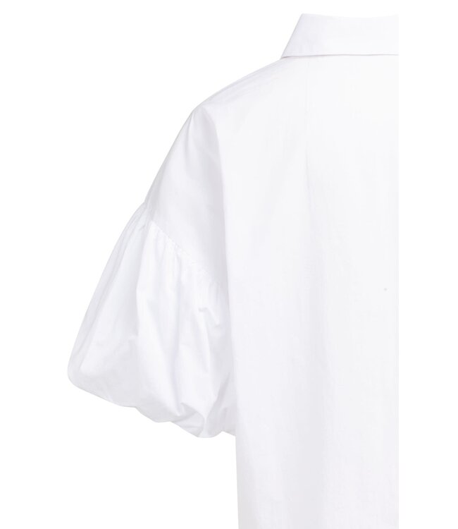 YAYA Blouse with voluminous balloon sleeves and classic collar - PURE WHITE