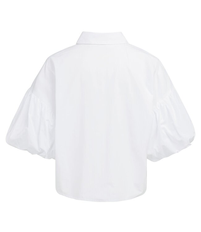 YAYA Blouse with voluminous balloon sleeves and classic collar - PURE WHITE