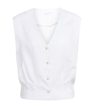 YAYA Sleeveless blouse with pleat details and elastic hem - PURE WHITE