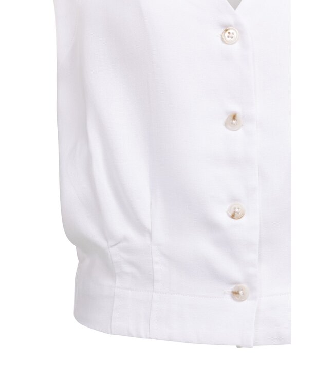 YAYA Sleeveless blouse with pleat details and elastic hem - PURE WHITE